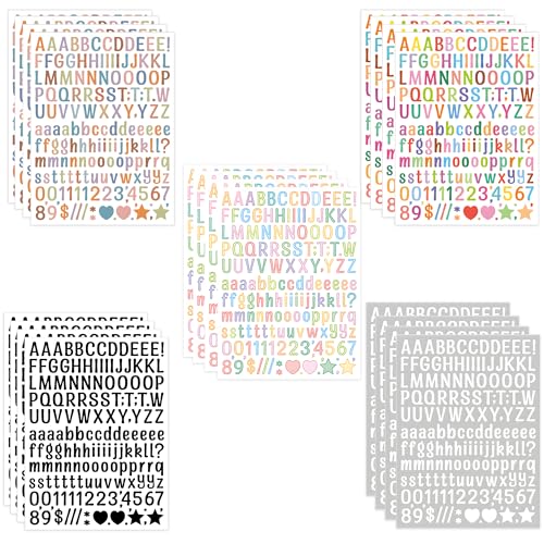 Letter Stickers Self Adhesive Alphabet Number and Symbol Stickers, 20 Sheets Waterproof Vinyl Letter Stickers for Scrapbooking, Kids Crafts, Laptop and Water Bottle Decoration.