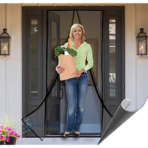 Fiberglass Mesh Magnetic Door Screen - Self-Closing Door Net Screen with Magnet Closures, Reinforced Edges - Door Mesh Available in 5 Colors & Many Sizes - Magnetic Screen Door by Sentry Screens Cover