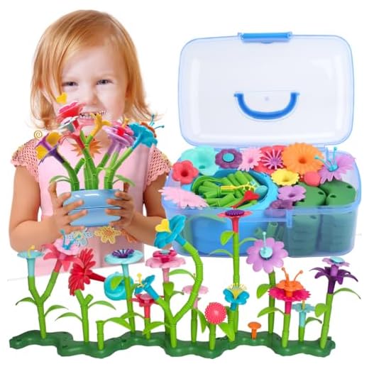 BIRANCO. Flower Garden Building Set - Grow up! Fun Stacking Toys for Toddlers and Kids Age 3-6 Year Olds, Educational Activity for Preschool, Cool STEM Gardening Gifts for Girls (138 PCS)