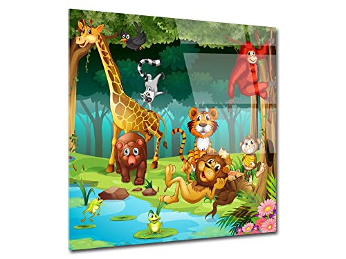 Tableau mural animaux bord du lac : l'art mural incassable pour chambre enfant