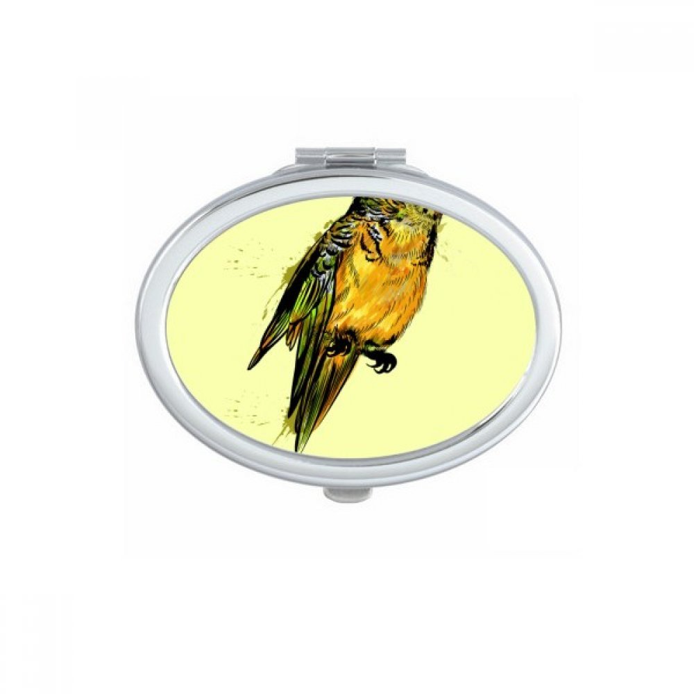 Miroir compact mignon motif perruche jaune à offrir en cadeau