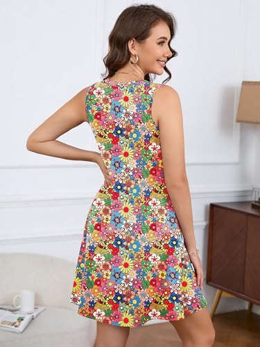 Image of KORSIS Tank Dress for Women Elegant T-Shirt Summer Soft Dresses Sleeveless Swing A Line Vacation Beach Sundress with Pockets