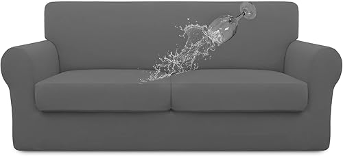 Easy-Going Funda de sofá 100% impermeable doble de gran tamaño, elástica, suave, para perros, funda de sofá para 2 cojines separados, protector de