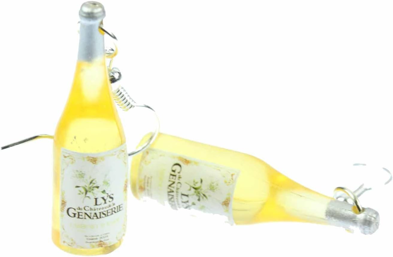 Wine Bottles Wine Earrings Miniblings Lys Genaisserie Yellow Juice