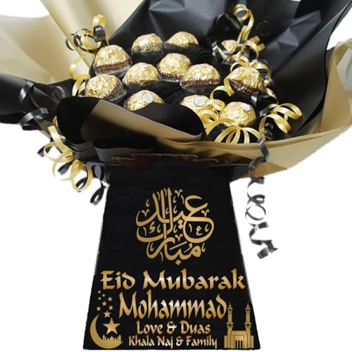 Personalised Eid Chocolate Hamper Gift Bouquet Compatible With FERRERO (black & gold)
