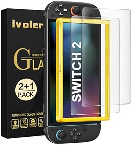 ivoler Anti-Glare Matte Screen Protector for Nintendo Switch 2, Tempered Glass Protector with [Easy Alignment Frame] 30s Installation, 9H Hardness Scratch Resistant Accessories for Switch 2-2 Pack