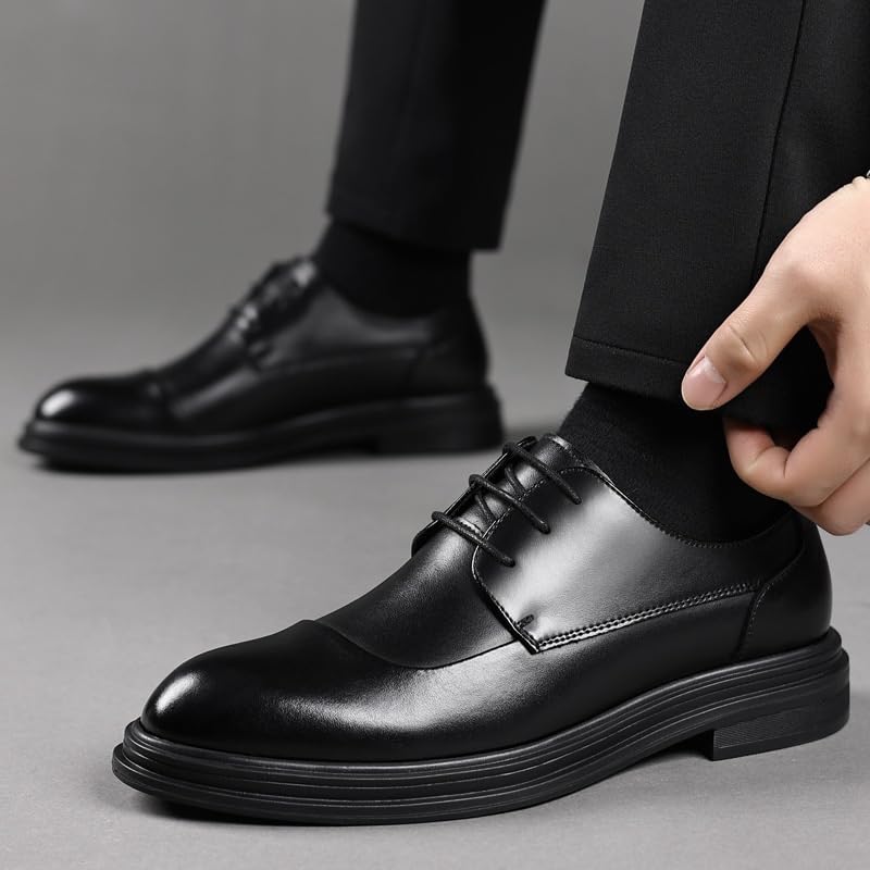 Mens Derby Shoes Fashion Slip On Pointed Toe Classic Formal Business Shoes Pointed Toe Comfortable Tuxedo Shoes Formal Derby Shoes(8)2