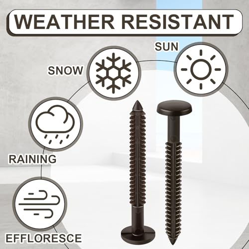 Image of Blulu 18 Pcs 3 Inch Vinyl Shutter Fastener Window Panel Peg Lok Pin Pegs Screws Shutter Spikes Anchor (Ochre Brown)