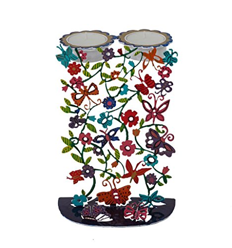 Yair Emanuel Candlesticks Laser Cut Hand Painted Butterfly Design cover