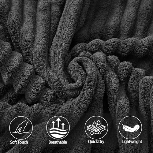 Image of 6 Pack Hand Towels, 16 inchx28 inch Microfiber Towels, Black | Soft touch feel, quick dry, Highly Absorbent, hanging loop, lint free, durable for daily bathroom, gym, spa, kitchen use