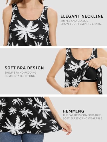 Image of Rosyline Tank Top for Women with Built in Bra Flowy Swing Undershirt Tank Tops S-4XL