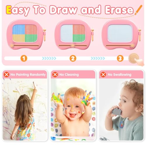 Maltafel Zaubertafel Spielzeug ab 1 jahr Mädchen, bunte Magnetische Zeichentafel mit 4 Beine, pädagogische Spielzeug für Junge Kleinkind 1 2 3 4 5 Jahre, Zeichenbrett Lernspielzeug Geschenk (Rosa)