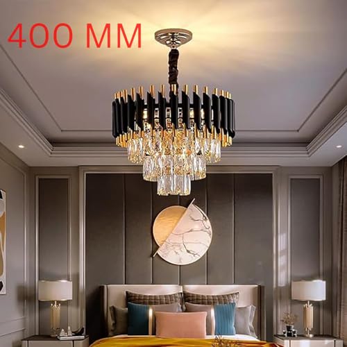 Image of Desidiya Black Gold Crystal Chandelier Light 400mm for Living Room | Luxury black & gold crystal chandelier with premium K9 crystals for elegant modern interiors.