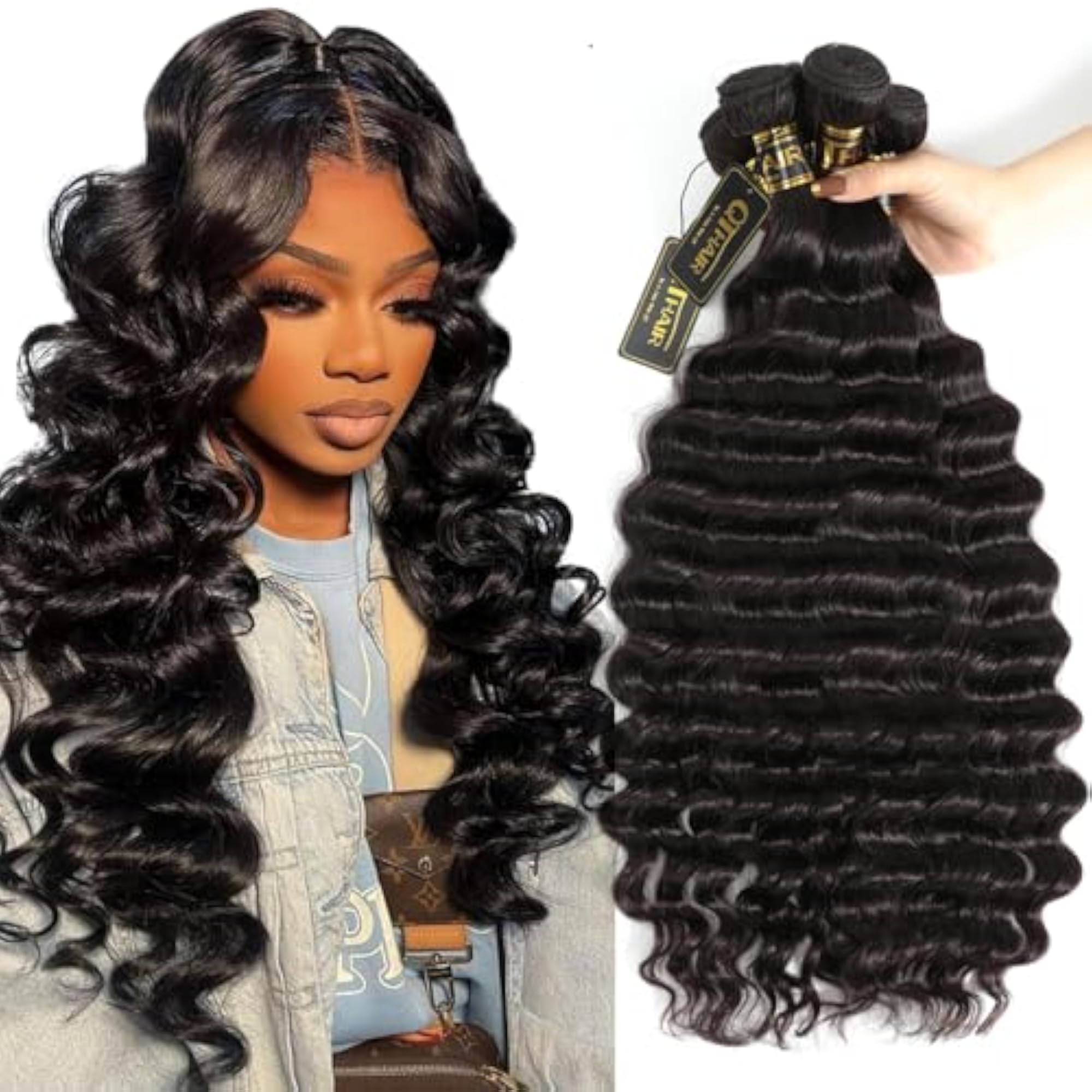 3 Bundles 12A Peruvian Loose Deep Curly Wave Hair Extensions