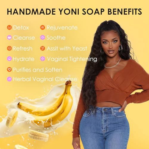 Image of Yoni Soap Bars & Natural Yoni Oil Set, Natural Yoni Wash for Women Feminine Wash Deodorants pH Balance, Eliminates Odor, Banana Feminine Oil 30ml /1 oz, 2pcs 3.53 oz Bath Soap