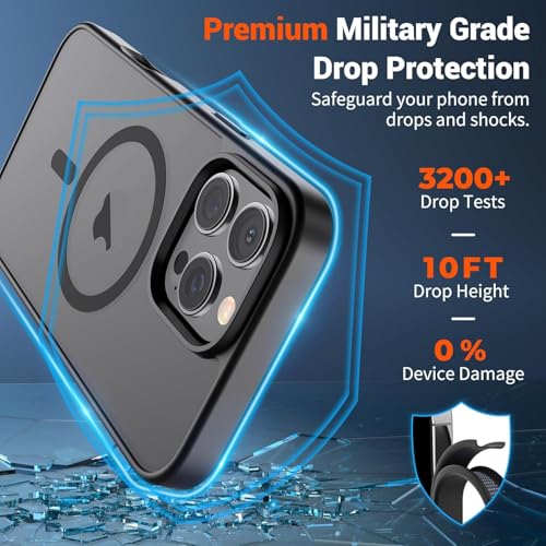 Image of iPhone 16 pro Max Magsafe Hard Back Case | Matte Design & 360 Protection | Military-Grade Apple iPhone 16 pro Max Cover | Strong Magnet Back - Black