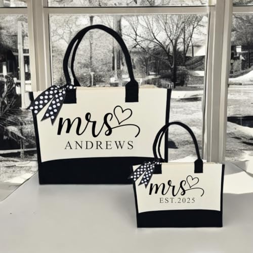Bolso tote personalizado para novia Mrs. EST 2025 miniatura 7