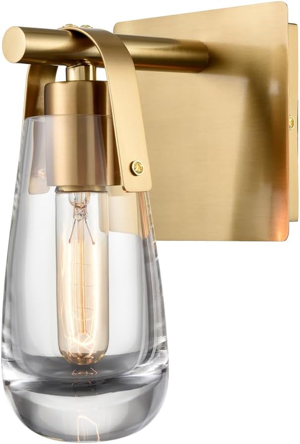 Gold Wall Sconces, Raindrop Sconces Wall Lighting, Modern Clear Glass Vanity Light Fixtures Raindrop Wall Sconce for Bathroom Bedroom Living Room