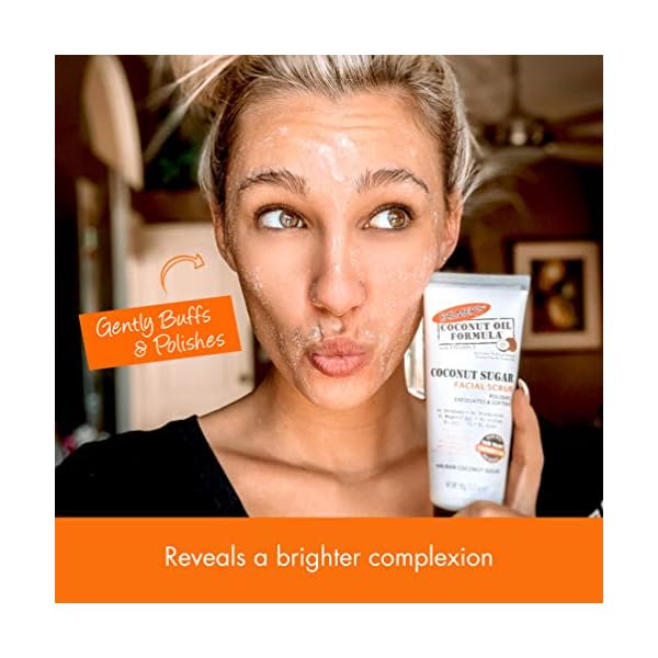 Palmer's Coconut Oil Formula Coconut Sugar Facial Scrub Exfoliator, Face Scrub to Gently Exfoliate Away Dirt and Dead Skin Cells with Chamomile to Soften & Calm, 3.17 Ounces (Pack of 1)