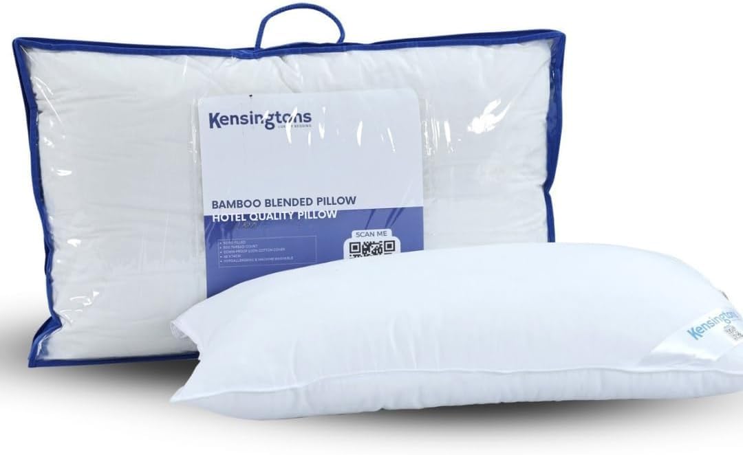 Egyptian Cotton Bamboo Pillows Side Sleepers Bamboo Blended Blended Filling Bed Pillow, Hotel Quality Pillows for Back Stomach, Hypoallergenic Breathable Washable Cover Pack of 4