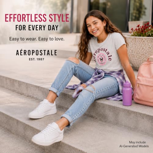 Image of Girls T-Shirts, Soft Cotton Blend Short Sleeve Crewneck Logo Tee (7-16) | Breathable Everyday Feel, Fun Graphic Personality, Pairs with Jeans, Skirts & Leggings for School, Play & Weekends