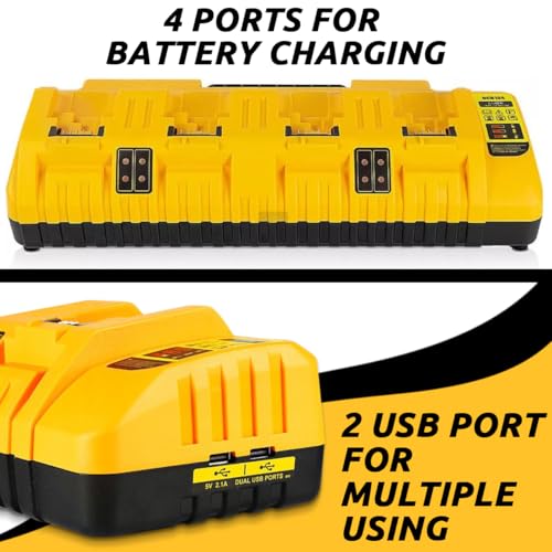 Cargador de batería compatible con Dewalt de 4 puertos litio 12V 20V con USB 6
