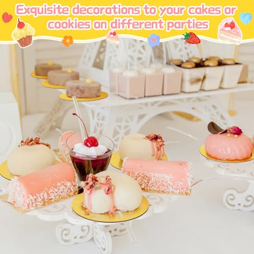 Newtay 100 Pcs 5 Inch Round Cake Board Circle Cake Base Grease Proof Pastry Board Cardboard Cake Plate for Baking Cake (Gold)