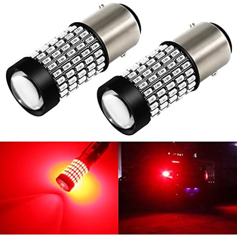 PHINLION 1157 LED Brake Light Bulbs, 2800 Lumens Super Bright 3014 103SMD 2057 2357 7528 BAY15D Red LED Bulb for Turn Signal Blinker Tail Stop Lights, Pack of 2 Cover