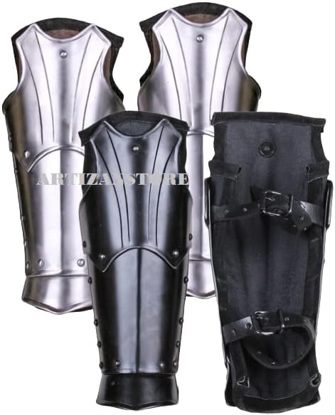 Miniatura 2 de ARTIZANSTORE Fafnir medieval acolchados brazaletes guerrero caballero armadura de acero LARP Brazalete de cuero de acero Armadura traje