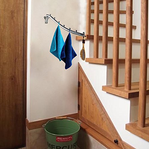 Anpatio 15.75 Inch Stainless Steel Folding Wall Mounted Clothes Hanger Coat Rack Detachable Sturdy Swing Arm Clothes Hanger Design Space Saver with Screws for Closet Laundry Room Dryer - Thumbnail 5