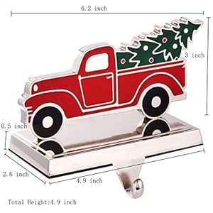 Set of 2 Christmas Stocking Holder for Mantel Christmas Decoration,Metal Red Truck with Christmas Tree Stocking Hangers for Fireplace Xmas Decoration Supplies (Truck) Set of 2 Christmas Stocking Holder for Mantel Christmas DecorationMetal Red Truck with Christmas Tree Stocking Hangers for Fireplace Xmas Decoration Supplies Truck
