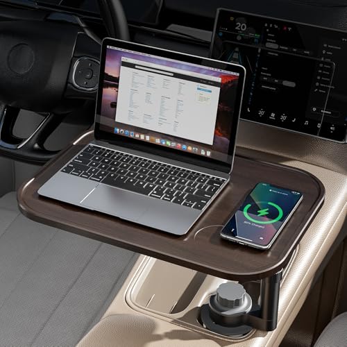 Aucoza Car Desk for Laptop Car Table & Car Tray with 360 Rotating Cup Holder Adjustable Height Car Food Tray