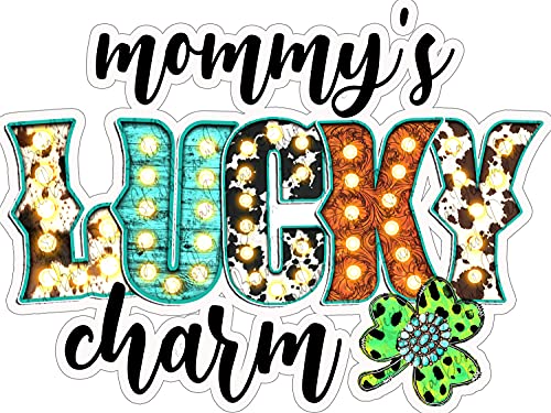 Mommy's Lucky Charm Sticker , Shamrock ,, Cowhide Lucky Sticker, St Patricks Day Sticker,s s,Lucky Sticker - Funny Sticker Laptop, Wall Decor
