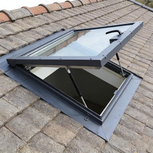 Nicvrea Skylight Roof Window for Home, Ventilated Roof Skylight for Flat Roof, Skylights for Attic, Kitchen, Bathroom, Corridor, Bedroom, Sunroom 95 * 95cm