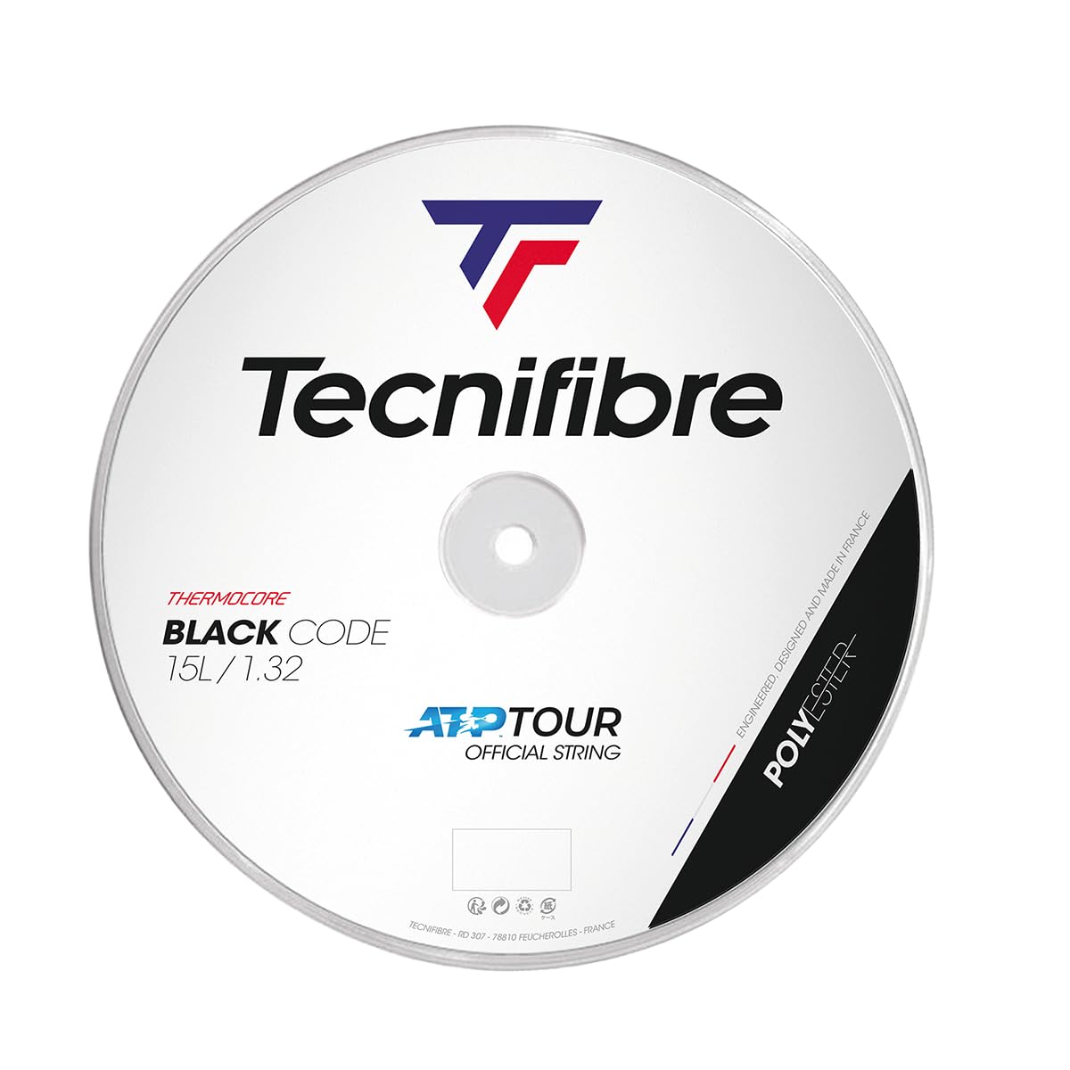 Tecnifibre Reel 200M-BLACK Code 1.32 Unisex Adult Tennis Rope, Black, Single