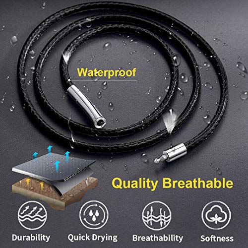 Chainshouse Mens Leather Necklaces For Pendant Stainless Steel Clasp 3Mm 28 Inch Long Black Cord Rope Necklace #TOP2