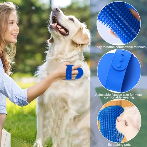 QGGTQG Kaninchen Pflege Set 8 Stück Kleintierpflegeset mit Trimmer Haustier, Nagelknipser, Feile, Haustiermassage, Badhandschuh, Floh Kamm für Katzen, Welpen, Kaninchen, Hamster (Blau)