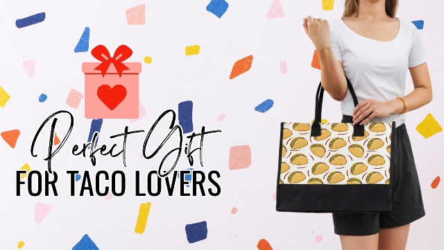 Bolsa Tote de Lona con Estampado de Taco para Mujer miniatura 7