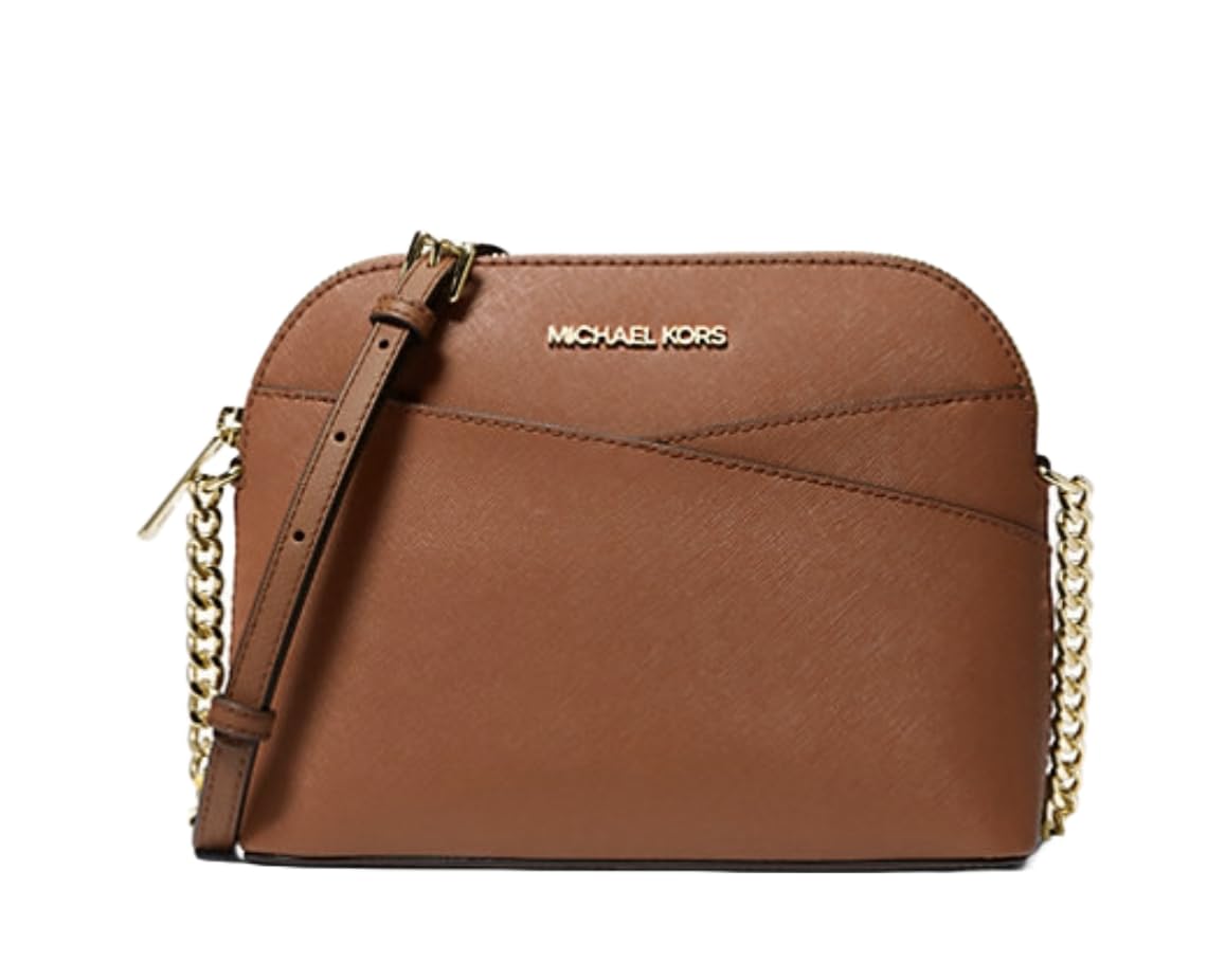 Michael Michael Kors Womens Jet Set Travel Medium Dome Crossbody Leather  Handbag Luggage