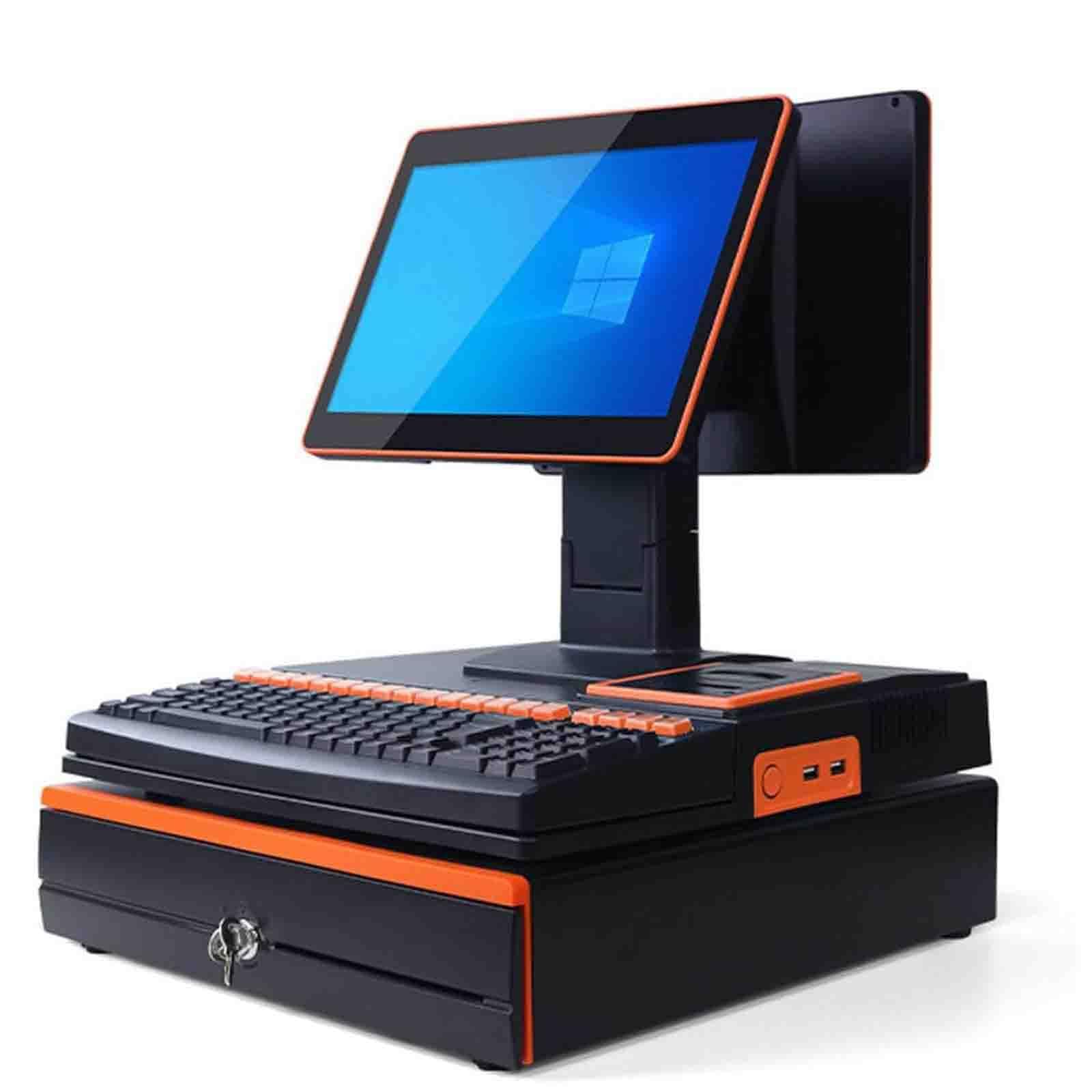 PixCy Tpv Tactil Hosteleria, Caja Registradora con Ticket,15,6" Doble Pantalla + Impresora Térmica + Escáner Portátil,Gestión Pedidos + Pago Cobro,Restaurante/Bar,Comerciantes Double