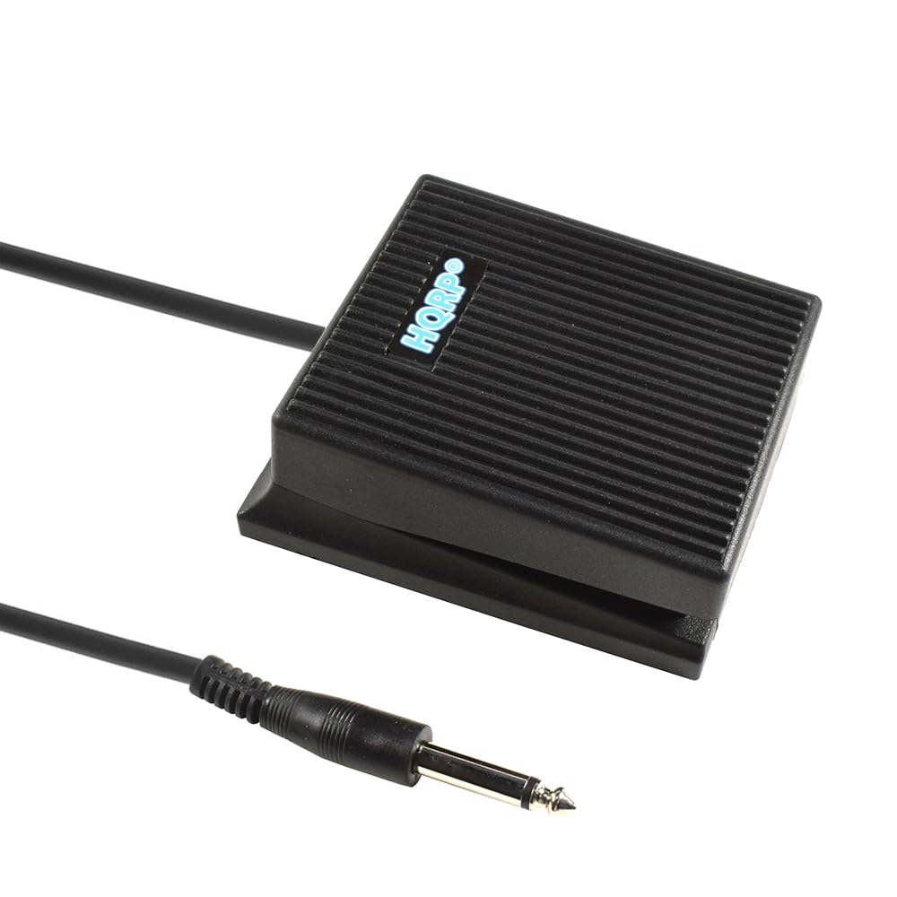 HQRP Interrupteur à pied Pédale de sustain pour Alesis Sr-16/Sr-18/Sr16/SR18 Portable Classic Drum machine Amortisseur de pédale + HQRP Sous-Verre