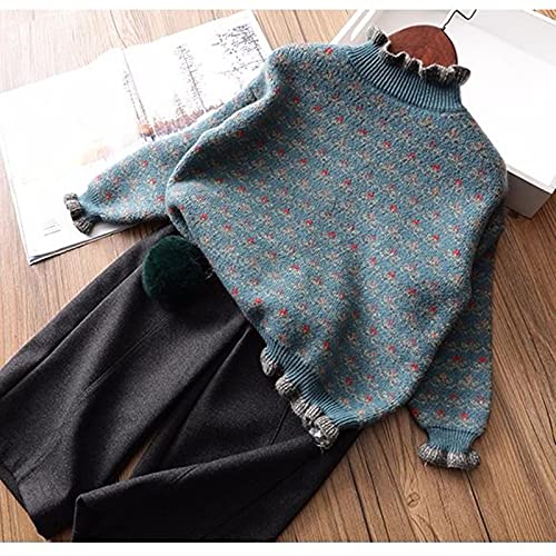 Girl's Sweater Tops Long Sleeves Bottomed Girls Tops (Green, 7-8 Years)3
