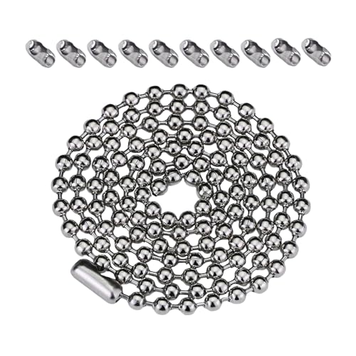 MEMOFYND - Cadena de perlas de hierro, 3 m, 4,5 mm de diámetro, plata, acero inoxidable, resistente a la intemperie, cadena de perlas