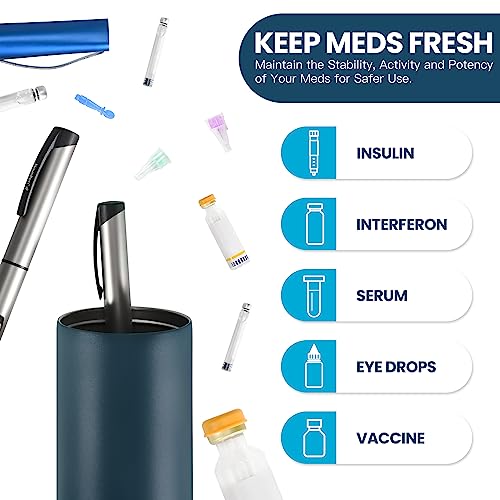 Image of Medineed Insulin Cooler Travel Case TSA Approved, 60H Refrigerated Diabetes Travel Organizer with Ice Packs, Large Medication Cooler with Needle Compartment for Diabetic Supplies (Black)