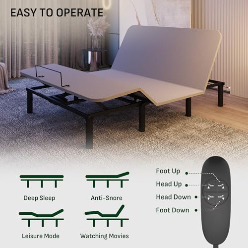 Image of Softa Adjustable Bed Frame Queen Size with 12 inch Mattress, 3 Leg Height Options, Dual Motor Electric Bed Base w /Remote Control, Gel Memory Foam Mattress, Head & Foot Incline, Mattress Holder
