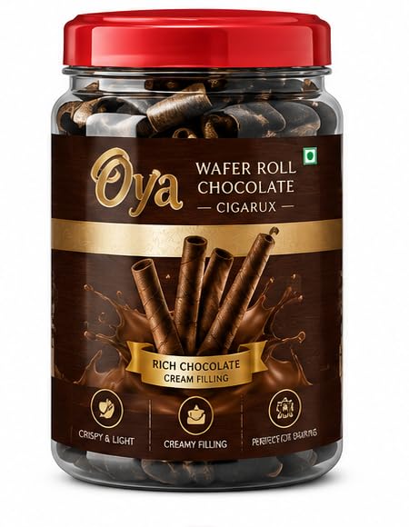 Oya Cigarku Chocolate Flavoured Sticks — Premium Chocolate Rolls, | Wafer Biscuit Snacks, Wafer Rolls Filled with Chocolate, Wafer stick chocolate, Wafer rolls, Delicious, crunchy and crispy, luxury chocolate, Ideal Gifting Option | (Cigarku Rolls) (450g)-image-10