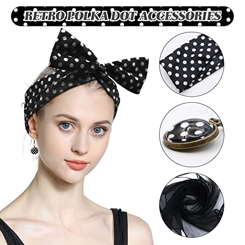 VEGCOO 6 PCS 50s Fancy Dress Costume for Women Retro 1950s Costume Accessories - Image 3