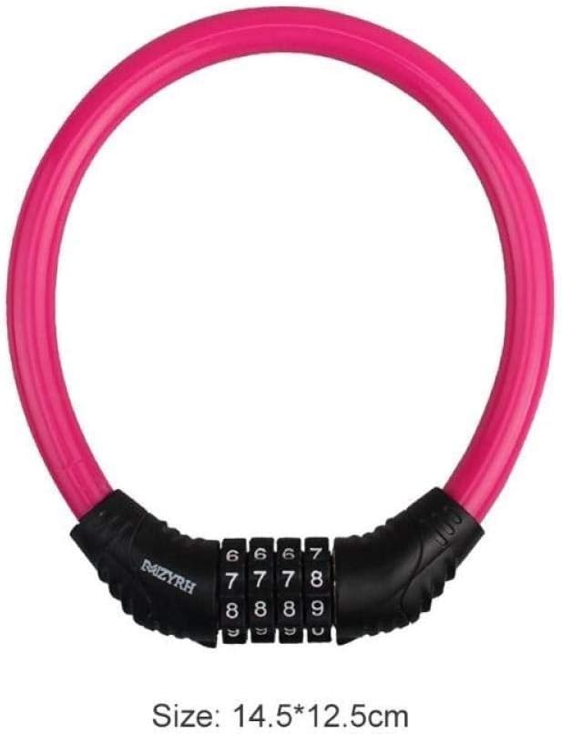 Chain Lock,Cycling Lock Padlock, Password Bicycle Code Lock Mountain Bike Portable Security Anti-Theft Cable Lock Steel Wire Lock Bicycle Accessories-Black (Color : Red) (Color : Red)