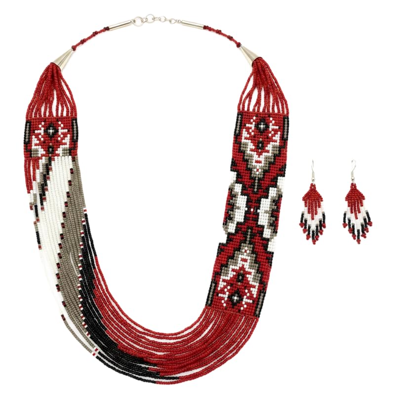 Collar ucraniano Gerdan hecho a mano con mosaico geométrico multicolor LKBEADS