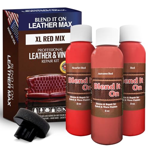 Blend It On Extra Large Leather Repair Kit, 6 Full Ounces for Furniture, Jacket, Sofa, Car Seat, Boots, Easy Instructions to Match Colors, Restore Any Material No Mixing Chart Needed (Red Mix)